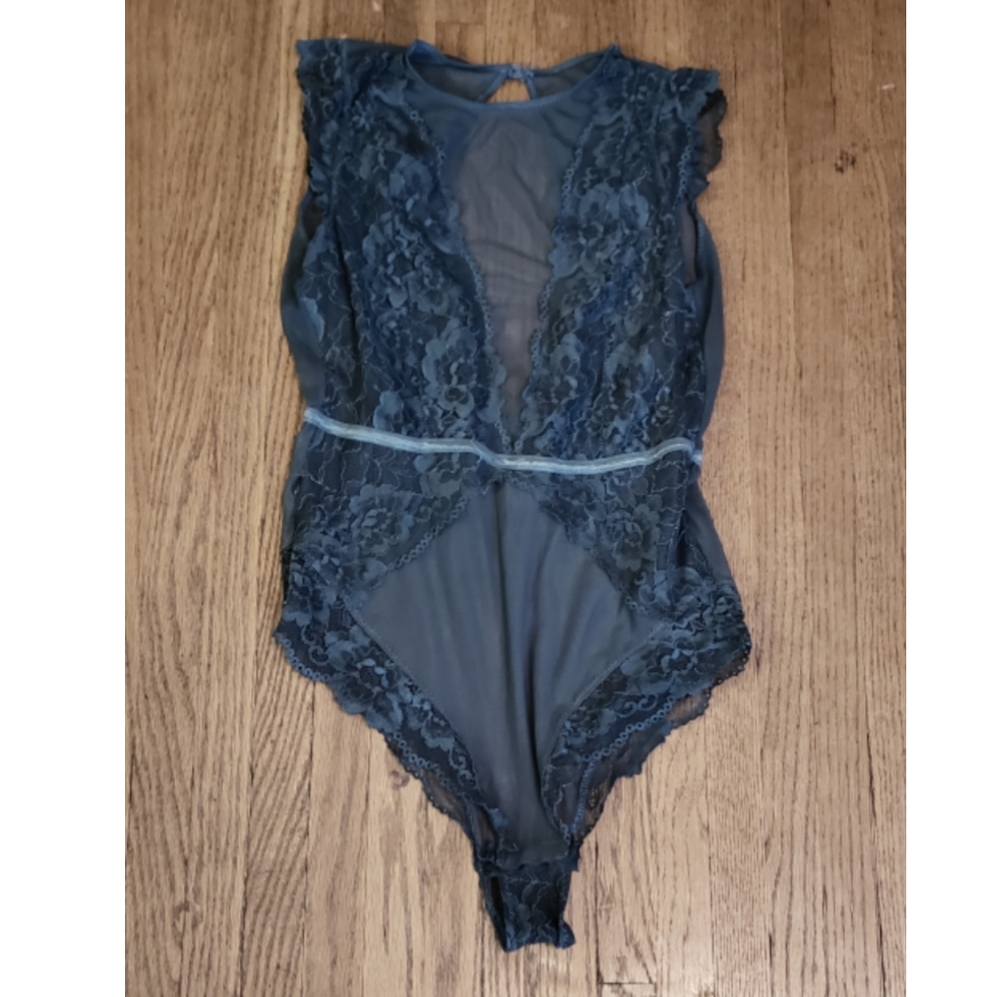 Dark Blue Floral Lace Lingerie